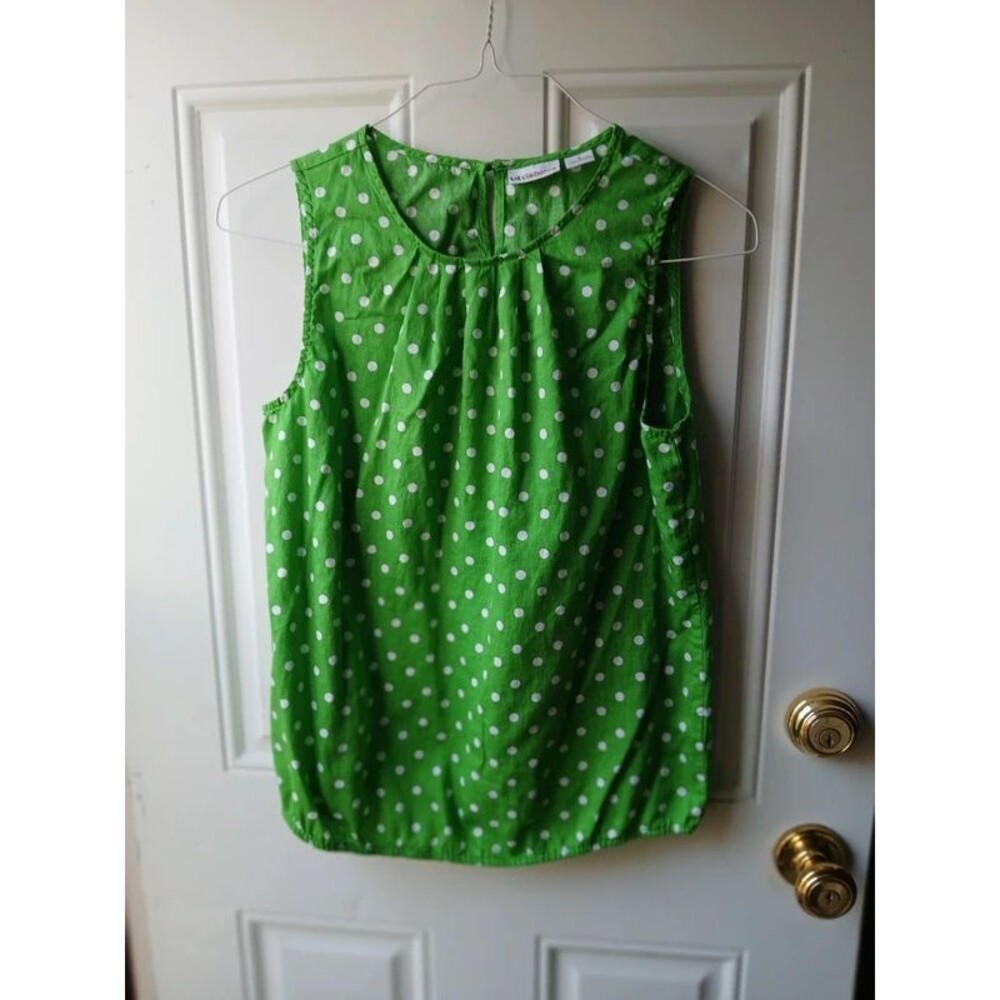 Liz Claiborne Green and White Polka Dot Sleeveless Women's Small Camisole